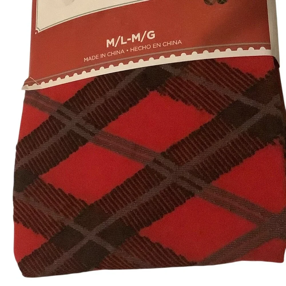 Holiday Time Ladies‎ Plaid Tights Red/Black M-L Academia